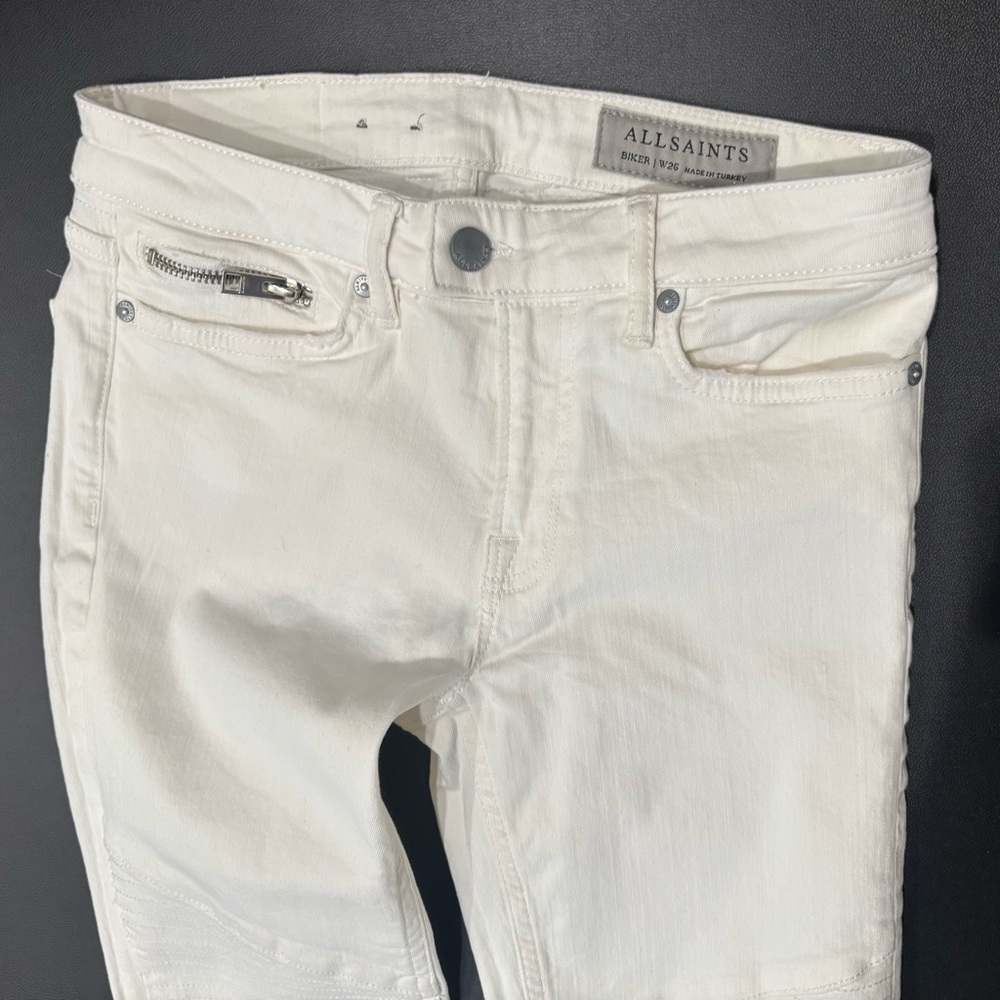 AllSaints White Biker Denim Jeans BNWT SZ 26